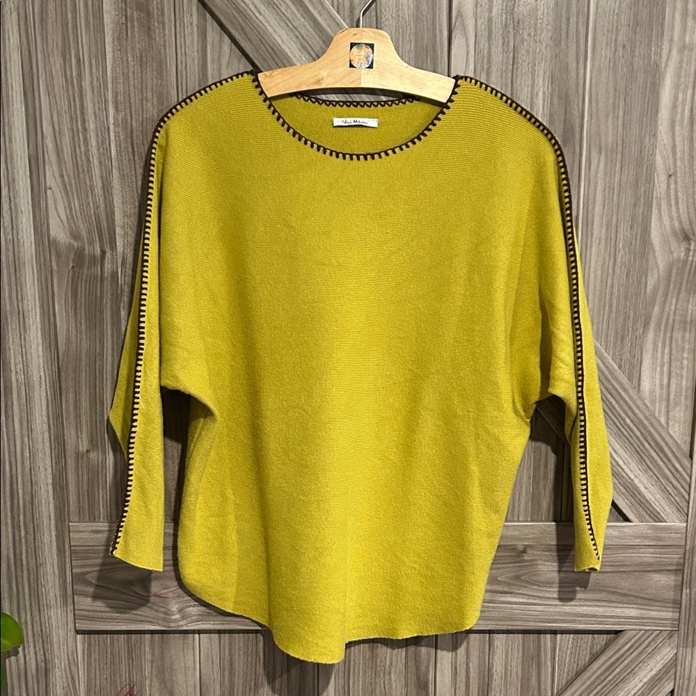 Elegant Yellow Sweater with Black Trim